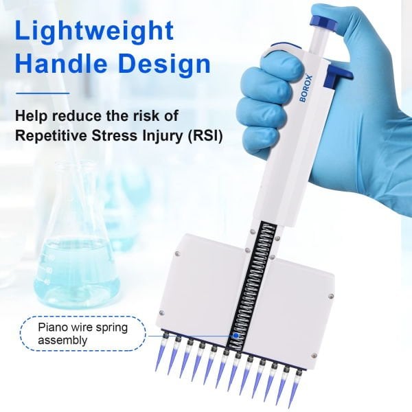 Borox Otomatik Pipet 12 Kanallı 5 - 50 µl Dijital Mikropipet