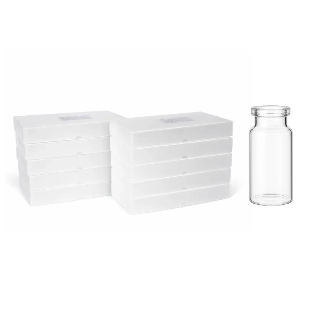 Borox Cam Şişe 10ml - Crimp Vial ND20 - Şeffaf - Dibi Düz - 1000 Adet Toptan