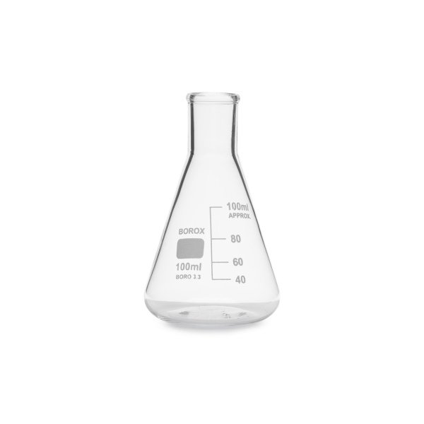 Borox Cam Erlen 100 ml - Dereceli Erlenmeyer Flask Dar Boyun