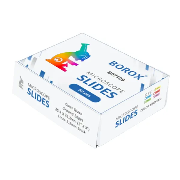 Borox Lam - Tek Yüzey 1/3 Mavi Rodajlı Mikroskop Lamı 50li - 10 Paket Toptan