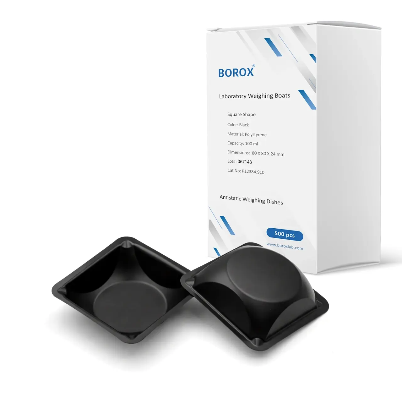 Borox PS Tartım Kabı - Plastik Kare Form 100ml - 500adet/paket - Siyah Renk
