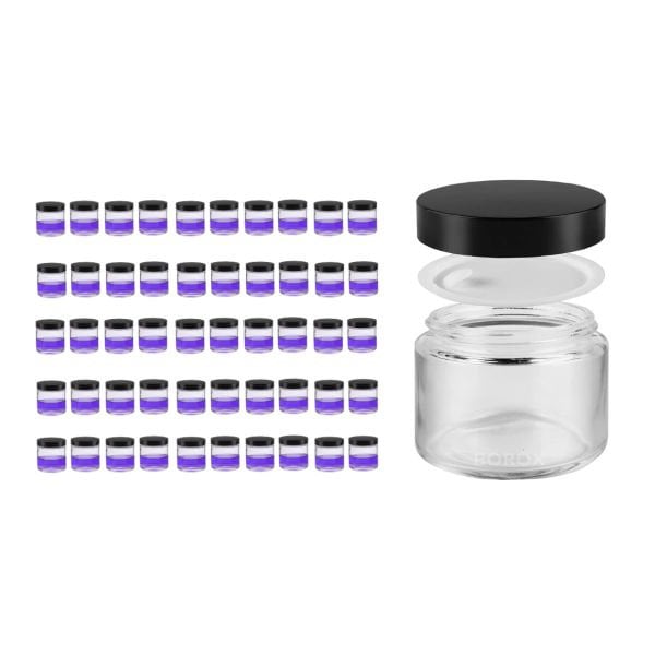 Borox Cam Şişe 100ml - Krem Kavanoz 100cc Kapaklı Şişe - 50 Adet Toptan