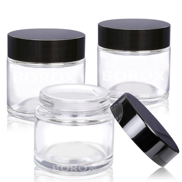 Borox Cam Şişe 100ml - Krem Kavanoz 100cc Kapaklı Şişe - 50 Adet Toptan