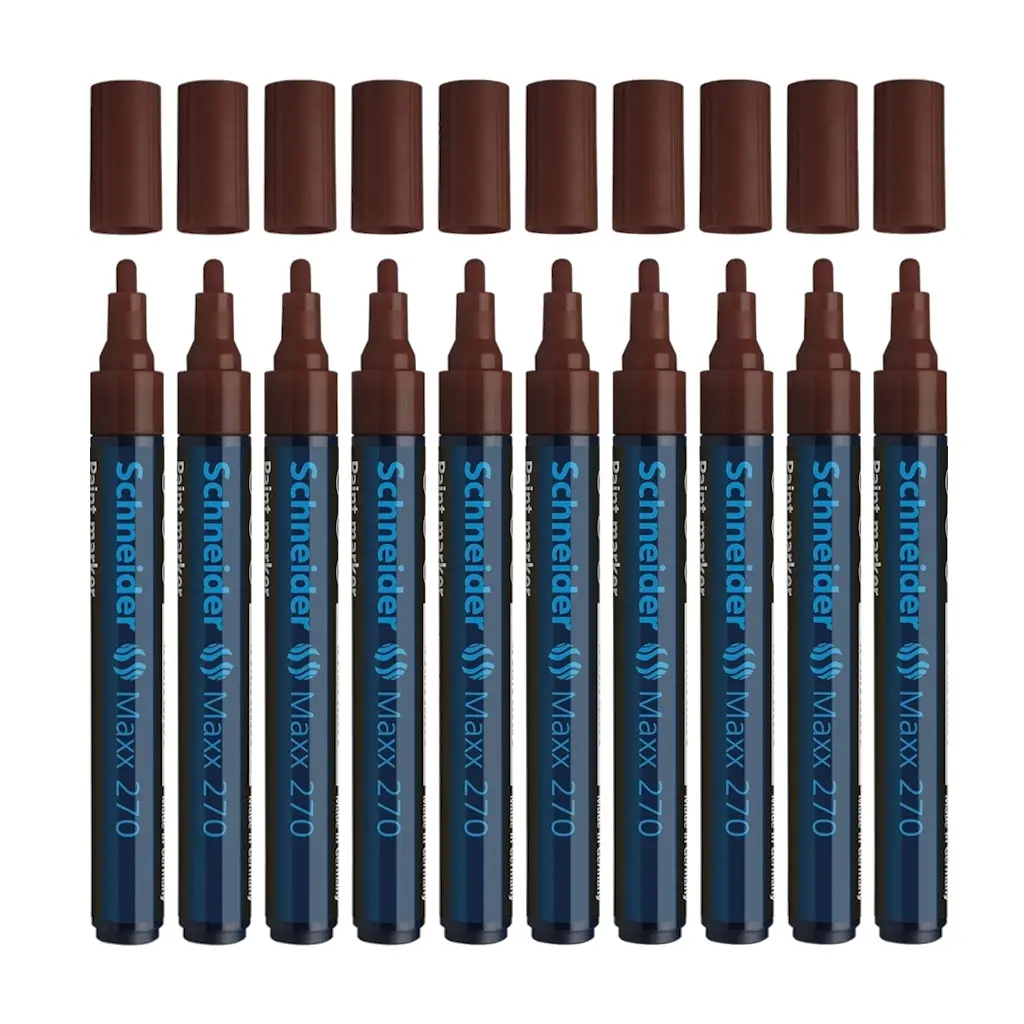 Schneider Maxx 270 Asetat Kalemi Kahverengi - 1-3mm - Boya Markörü - Cam Kalemi 10 Adet Toptan