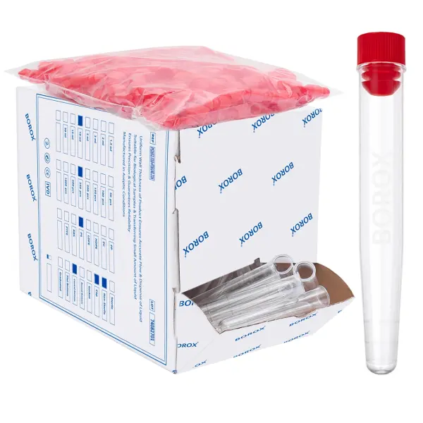 Plastik Test Tüpü Kapaklı 16x100mm - P.S Tüp 10ml Dibi Konik 250Adet