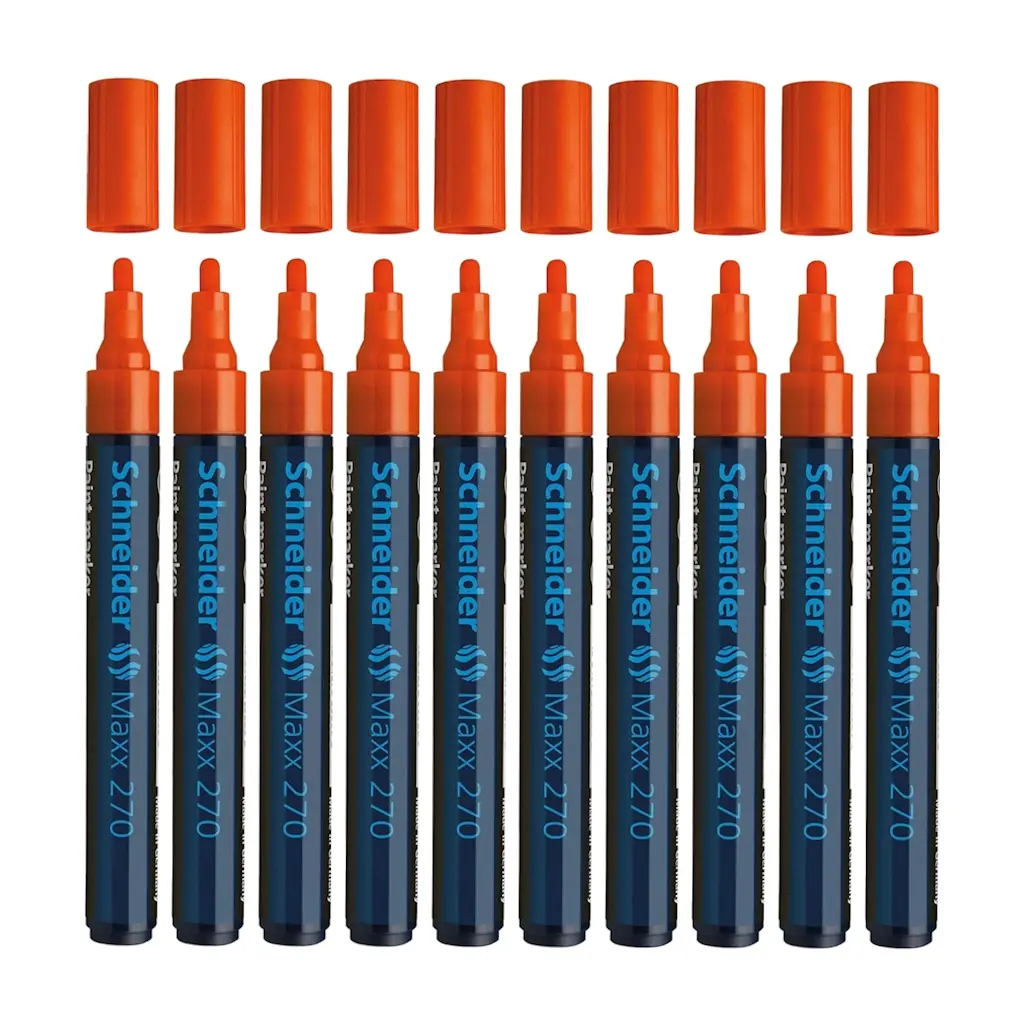 Schneider Maxx 270 Asetat Kalemi Turuncu - 1-3mm - Boya Markörü - Cam Kalemi 10 Adet Toptan
