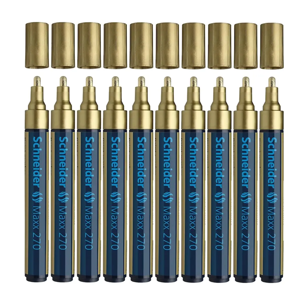 Schneider Maxx 270 Asetat Kalemi Altın - 1-3mm - Boya Markörü - Cam Kalemi 10 Adet Toptan