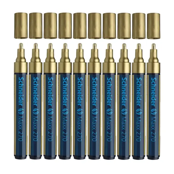 Schneider Maxx 270 Asetat Kalemi Altın - 1-3mm - Boya Markörü - Cam Kalemi 10 Adet Toptan