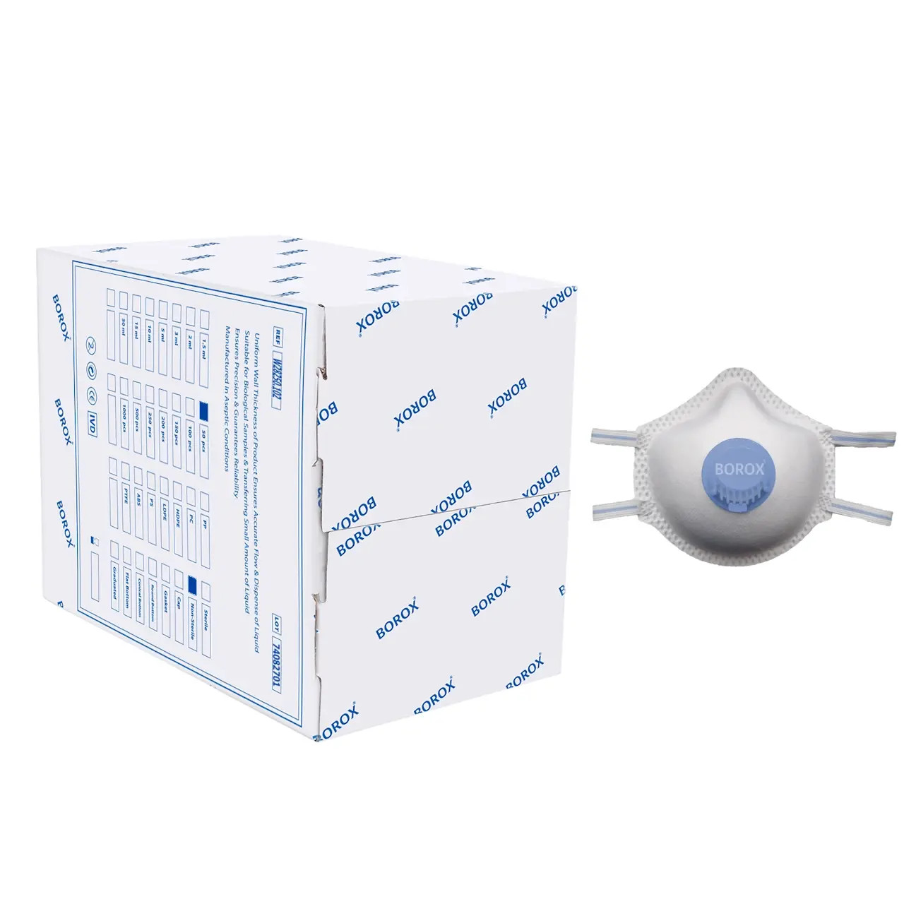 Borox FFP2 Toz Maskesi - Ventilli Konik Maske - Filtreli Koruyucu Maske - 50 Adet Toptan
