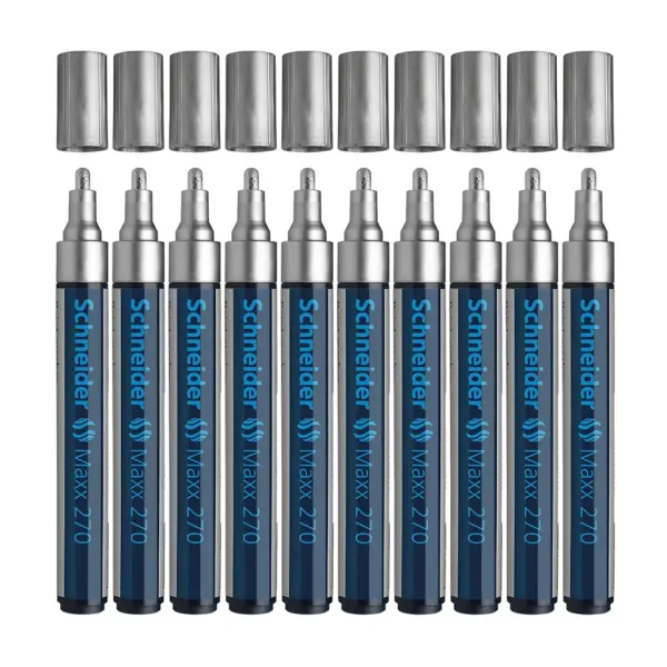 Schneider Maxx 270 Asetat Kalemi Gümüş - 1-3mm - Boya Markörü - Cam Kalemi 10 Adet Toptan