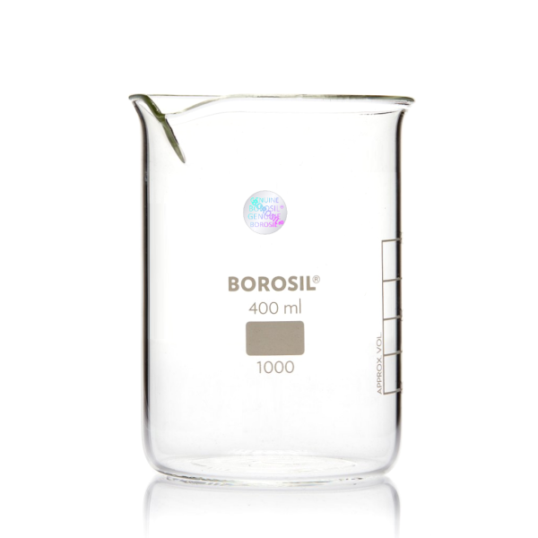 Borosil Cam Beher 400 ml - Kısa Form Isıya Dayanıklı Beaker