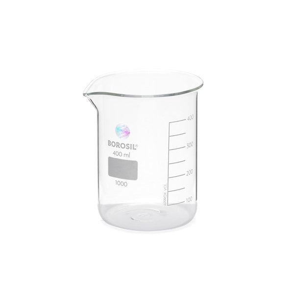 Borosil Cam Beher 400 ml - Kısa Form Isıya Dayanıklı Beaker