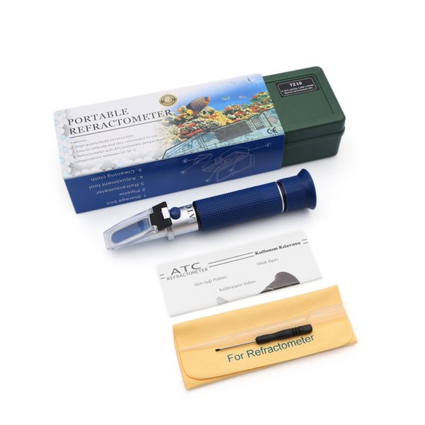 ATC TZ10 Tuzluluk Yoğunluk Ölçer Refraktometre 0–10% - 1070g - Deniz Suyu