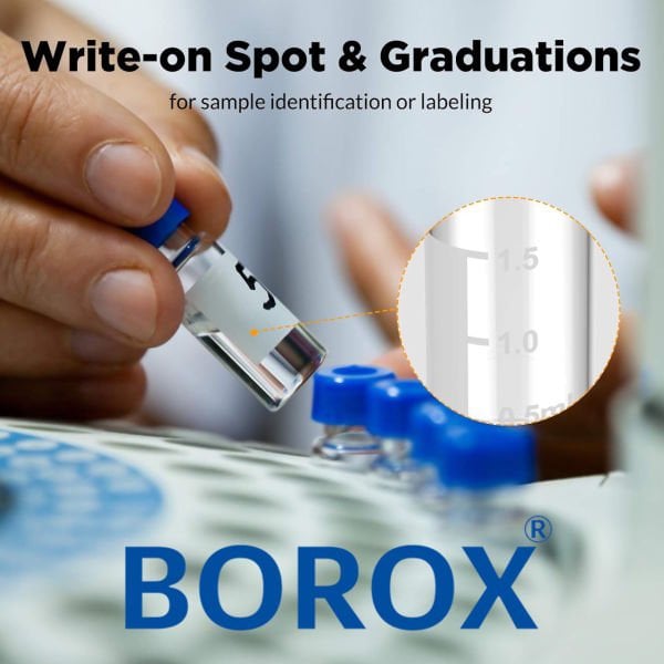 Borox Cam Vial Vida Yarıksız Kapaklı ND9 - Şeffaf 2ml - 100 Adet/Paket