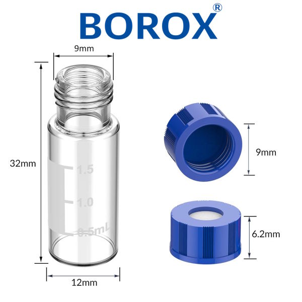 Borox Cam Vial Vida Yarıksız Kapaklı ND9 - Şeffaf 2ml - 100 Adet/Paket