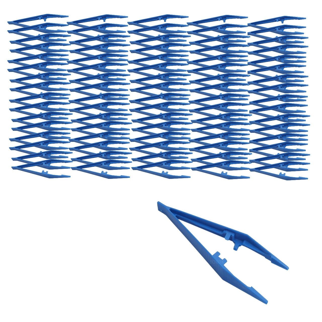 Borox Penset 13 cm Plastik Mavi - Küt Uçlu Dişli Düz Cımbız - 100 Adet Toptan