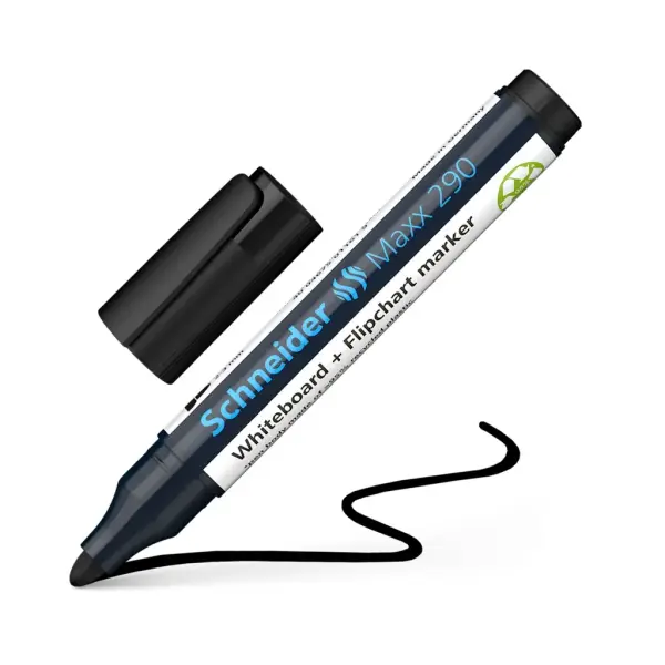 Schneider Maxx 290 Tahta Kalemi Siyah - 2-3mm -  Beyaz Tahta ve Flipchart Kalemi - 10 Adet
