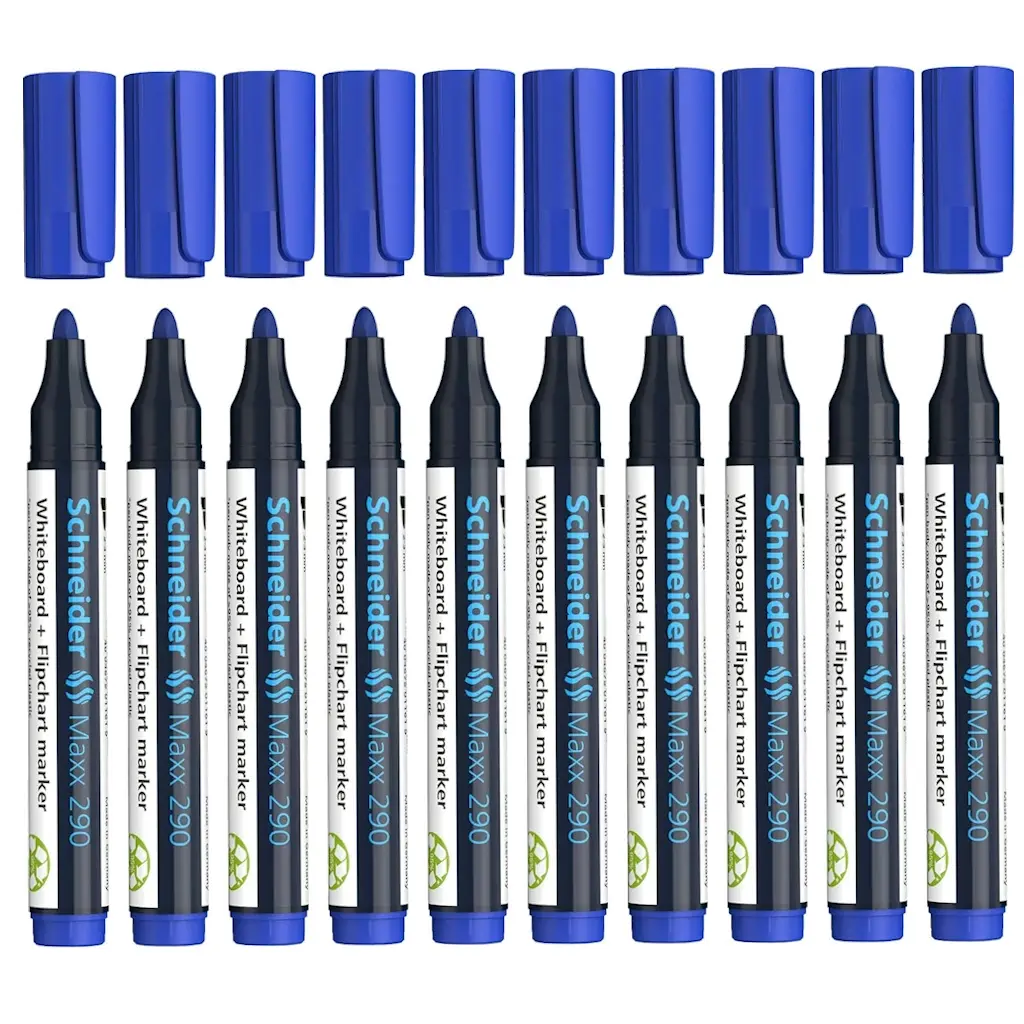Schneider Maxx 290 Tahta Kalemi Mavi - 2-3mm -  Beyaz Tahta ve Flipchart Kalemi - 10 Adet