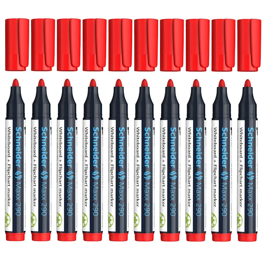 Schneider Maxx 290 Tahta Kalemi Kırmızı - 2-3mm -  Beyaz Tahta ve Flipchart Kalemi - 10 Adet