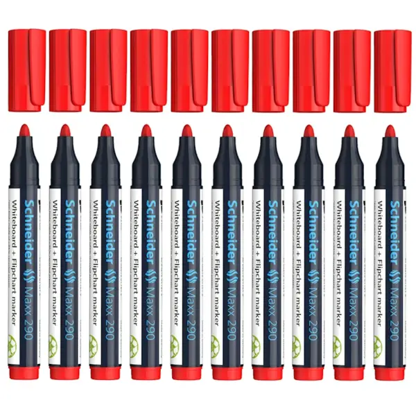 Schneider Maxx 290 Tahta Kalemi Kırmızı - 2-3mm -  Beyaz Tahta ve Flipchart Kalemi - 10 Adet