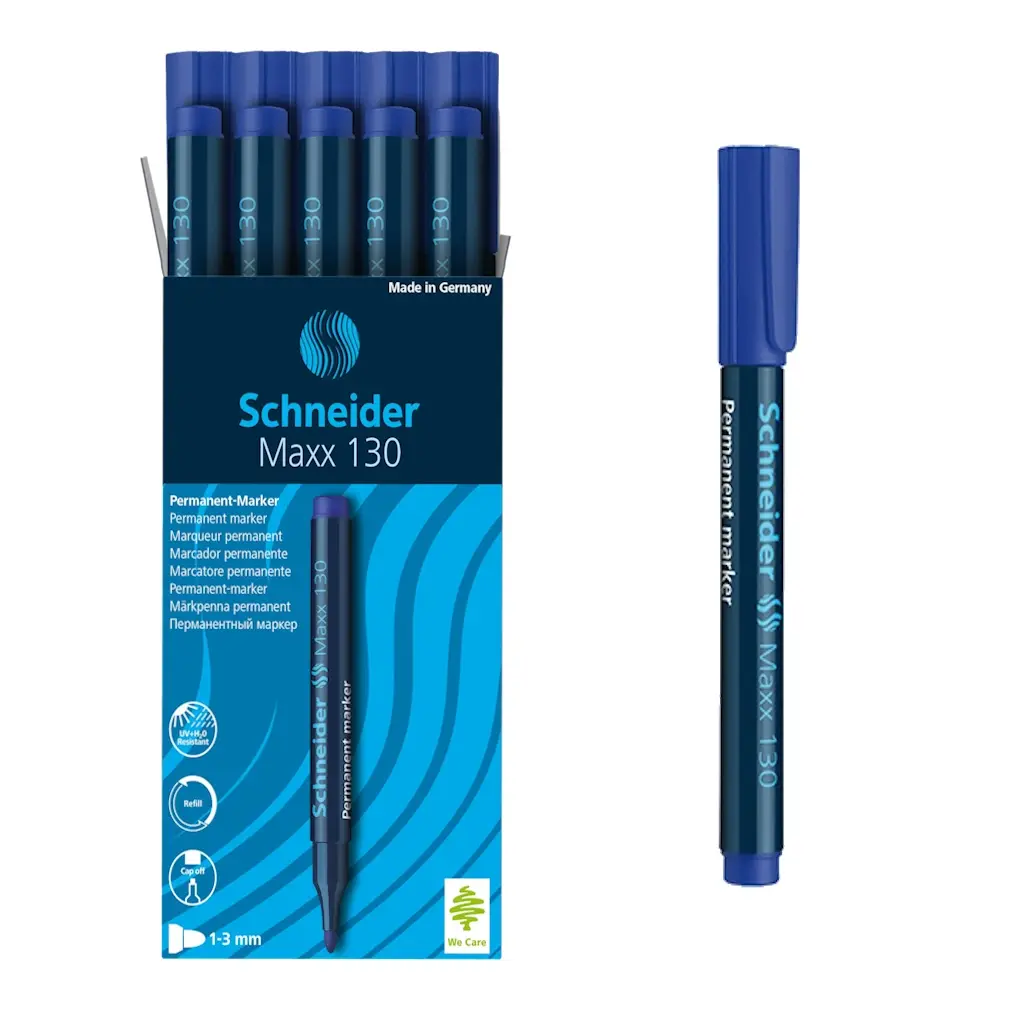 Schneider Maxx130 Asetat Kalemi Mavi - 1-3mm - Cam Kalemi - 10 Adet