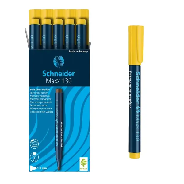 Schneider Maxx130 Asetat Kalemi Sarı - 1-3mm - Cam Kalemi - 10 Adet