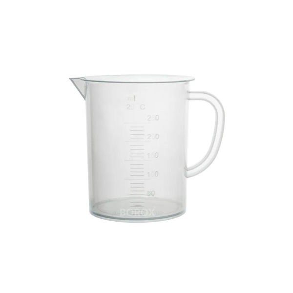 Borox Kulplu Plastik Beher 250 ml - Kabartma Dereceli Beaker - Ölçü Kabı