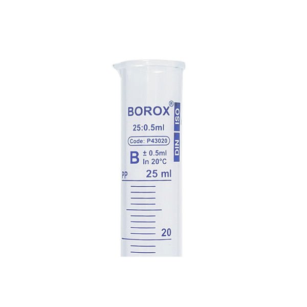 Borox Plastik Mezür 25 ml - Uzun Form - Dereceli Silindir Mavi Skala