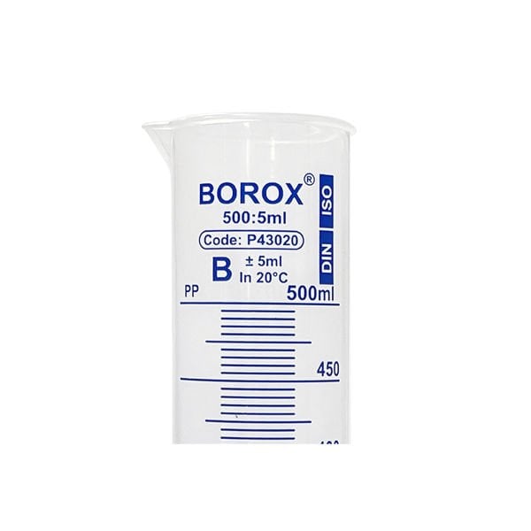Borox Plastik Mezür 500 ml - Uzun Form - Dereceli Silindir Mavi Skala
