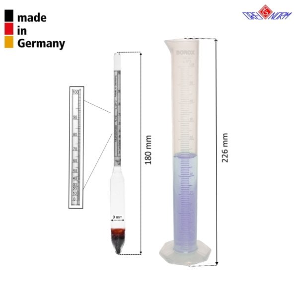 Greinorm Cam Alkolmetre - Alkol Ölçer + 100ml Mezür Seti