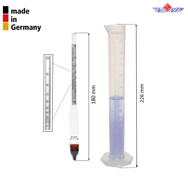 Greinorm Cam Alkolmetre - Alkol Ölçer + 100ml Mezür Seti