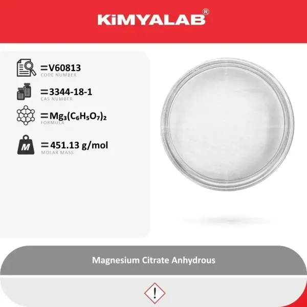 Kimyalab Magnezyum Sitrat - Magnesium Citrate Anhydrous - 5 Kg-HDPE Varil