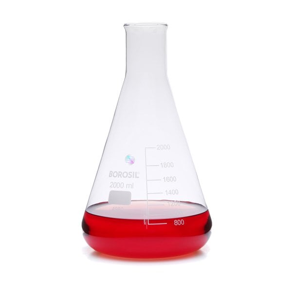 Borosil Cam Erlen 2000 ml - Erlenmeyer Flask Dar Boyunlu