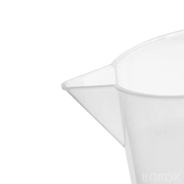 Borox Kulplu Plastik Beher 500 ml - Kabartma Dereceli Beaker - Ölçü Kabı - PP Beher
