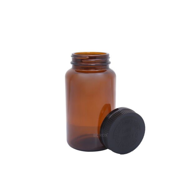 Borox Amber Cam Şişe 300 ml - Bastır Aç Kapaklı Ecza Şişe