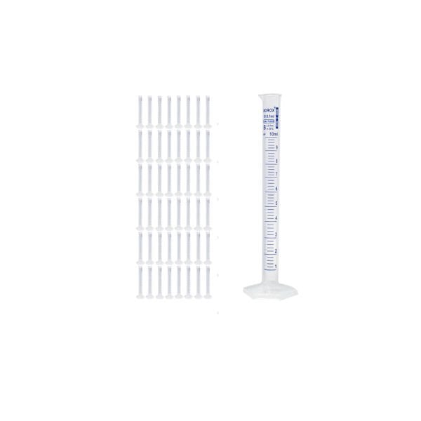 Borox Plastik Mezür 10 ml - Uzun Form - Dereceli Silindir Mavi Skala - 48 Adet Toptan