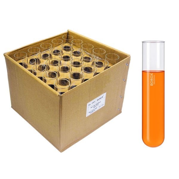 Borox Cam Deney Tüpü 38x200 mm - Test Tüpü 25 Adet-Paket - Büyük Cam Tüp