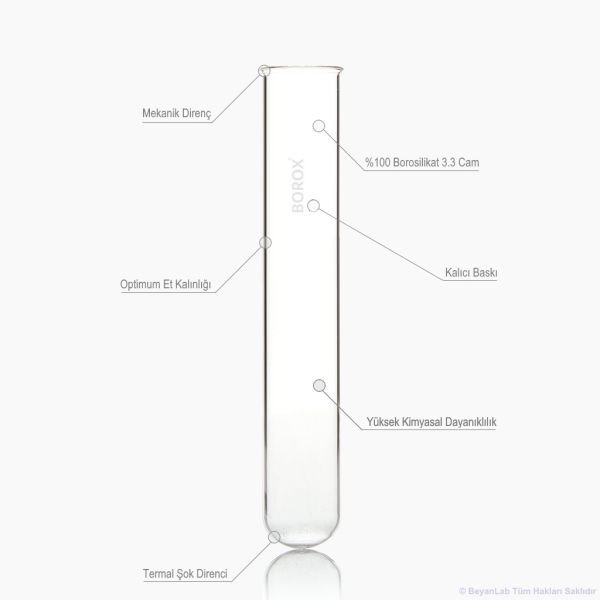 Borox Cam Deney Tüpü 38x200 mm - Test Tüpü 25 Adet-Paket - Büyük Cam Tüp