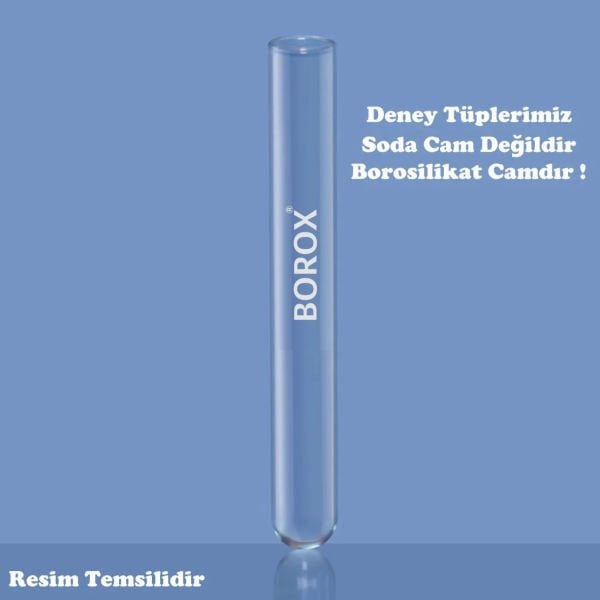 Borox Cam Deney Tüpü 38x200 mm - Test Tüpü 25 Adet-Paket - Büyük Cam Tüp