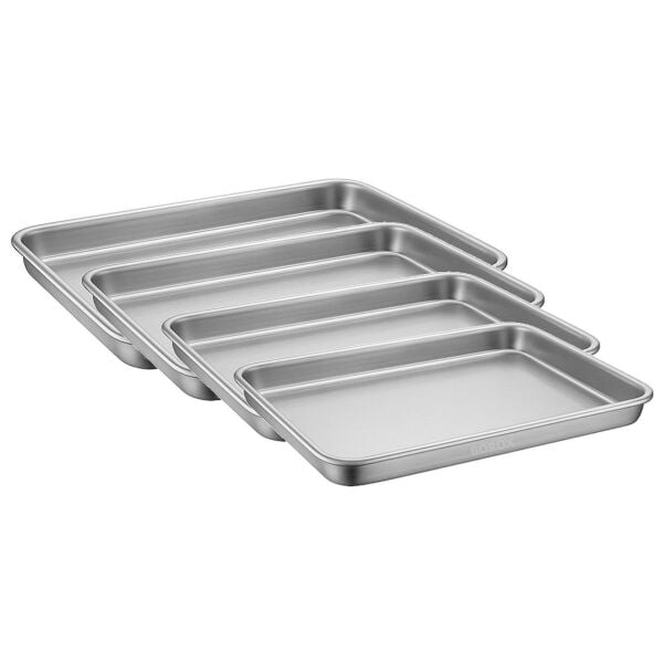 Borox Paslanmaz Çelik Laboratuvar Tepsisi - Numune Taşıma Tepsisi - Numune Kabı - Tray - 4 Ölçü Set