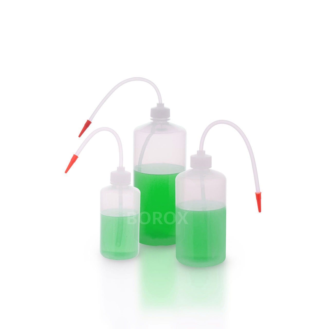 Borox Piset Seti - Renkli Yıkama Şişesi - Şeffaf - PE Plastik Uzun Form - 250-500-1000ml Set - 3 Adet/Paket