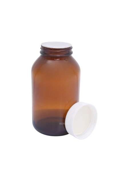 Borox Amber Cam Şişe 500 ml - Bastır Aç Kapaklı Ecza Şişe