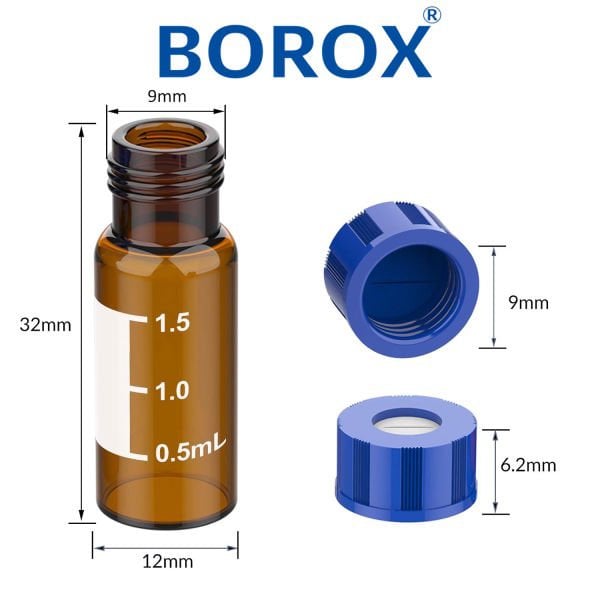 Borox Cam Vial Vida Kapaklı ND9 - Amber 2ml - 100 Adet/Paket