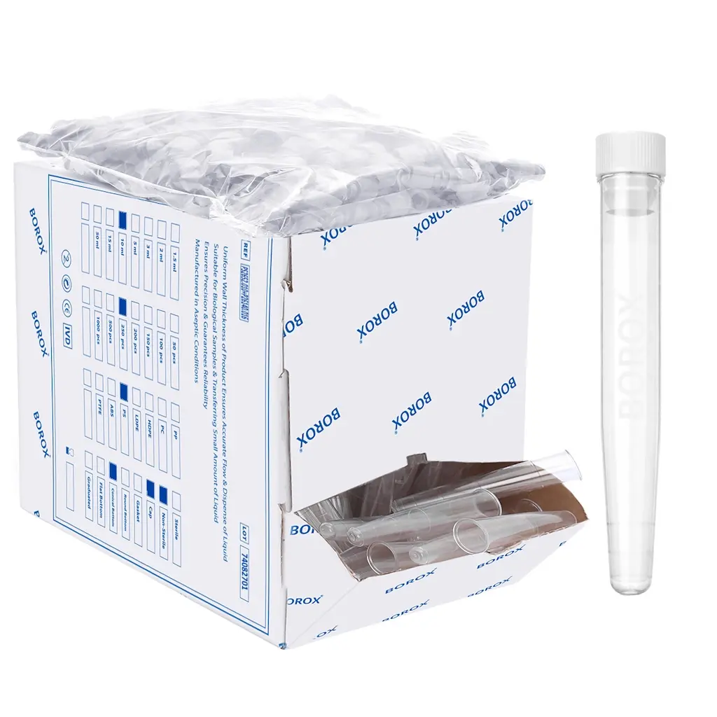 Plastik Test Tüpü Kapaklı 16x100mm - P.S Tüp 10ml Dibi Konik