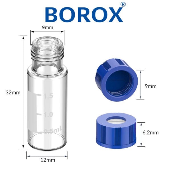 Borox Cam Vial Vida Kapaklı ND9 - Şeffaf 2ml - 100 Adet/Paket