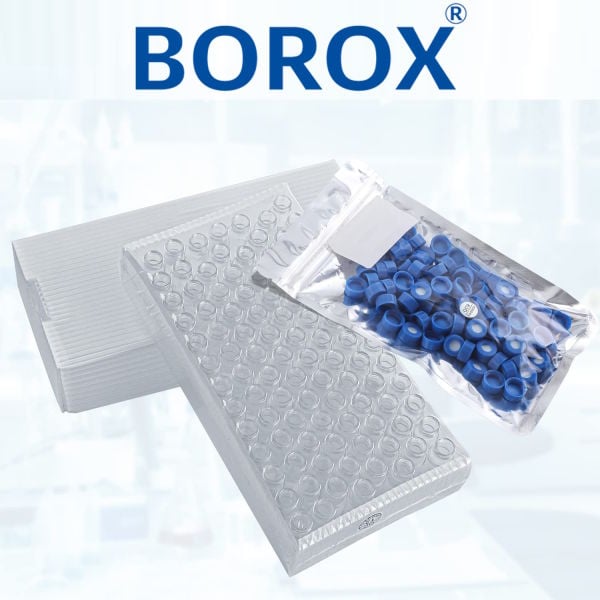 Borox Cam Vial Vida Kapaklı ND9 - Şeffaf 2ml - 100 Adet/Paket