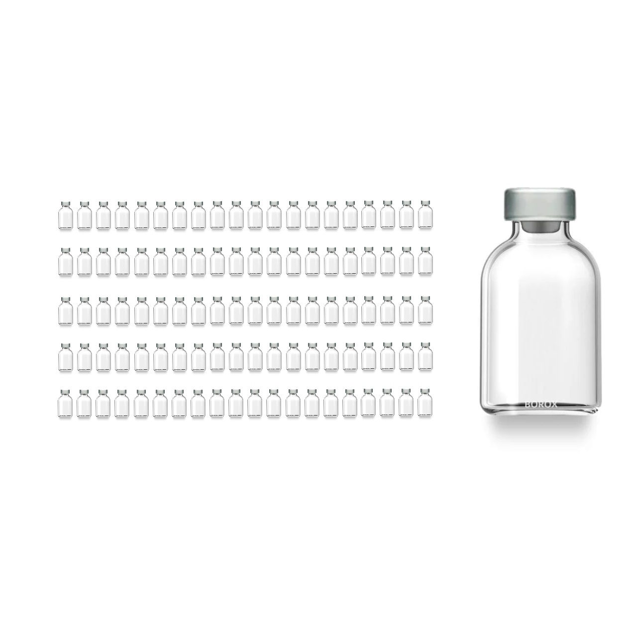 Borox Kapaklı Tıpalı Cam Şişe 25ml - Flakon Şişe 25cc - 100 Adet Toptan