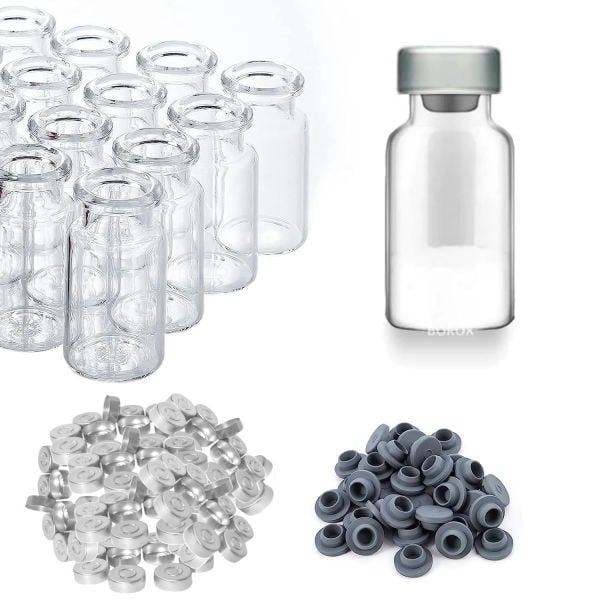 Borox Kapaklı Tıpalı Cam Şişe 50ml - Flakon Şişe 50cc - 100 Adet Toptan