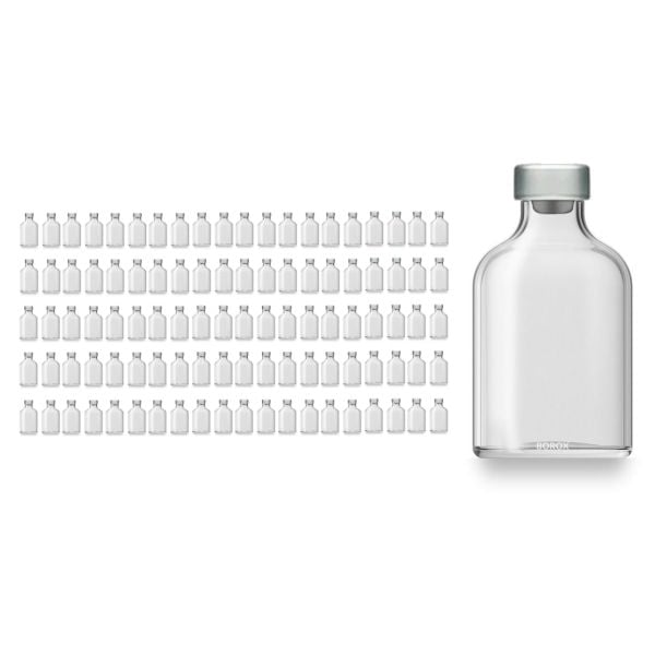 Borox Kapaklı Tıpalı Cam Şişe 50ml - Flakon Şişe 50cc - 100 Adet Toptan