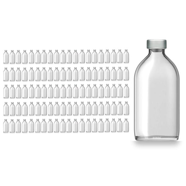 Borox Kapaklı Tıpalı Cam Şişe 100ml - Flakon Şişe 100cc - 100 Adet Toptan